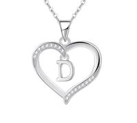 Cosie Lily Silver Necklaces for Women Heart Initial Necklace Sterling Silver Necklace Letter Necklace D Name Pendant Jewellery for Women,Initial Necklaces for Girls Gifts for Girls Birthday Presents