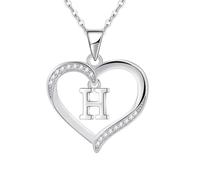 Cosie Lily Silver Necklaces for Women Heart Initial Necklace Sterling Silver Necklace Letter Necklace H Name Pendant Jewellery for Women,Initial Necklaces for Girls Gifts for Girls Birthday Presents