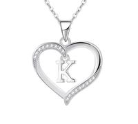 Cosie Lily Silver Necklaces for Women Heart Initial Necklace Sterling Silver Necklace Letter Necklace K Name Pendant Jewellery for Women,Initial Necklaces for Girls Gifts for Girls Birthday Presents