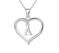 Cosie Lily Silver Necklaces for Women Heart Initial Necklace Sterling Silver Necklace Letter Necklace A Name Pendant Jewellery for Women,Initial Necklaces for Girls Gifts for Girls Birthday Presents