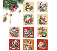Cosiesnest 10Pcs Christmas Diamond Painting Greeting Cards 5D DIY Crystal Christmas Art Postcards Cards with Envelopes Diamond Painting Tools Handmade Diamonds Art Kits Xmas Craft Gift