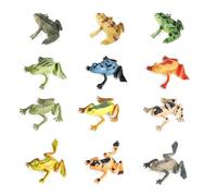 Cosiesnest 12-Piece Realistic Frog Figurine Set, Assorted Frog Models Educational Toys for Garden Flowerpot Plant Decor, Diorama, Party Favours, Birthday Gift