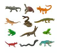 Cosiesnest 12-Piece Reptile & Amphibian Animal Figures Set - Soft Rubberised Jungle Wildlife Models for Dioramas, Party Bag Fillers & Small World Play, Birthday Cake Toppers Party Decorations