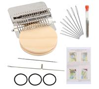 Cosiesnest 14 Hooks Mini Darning Loom Wood Weaving Loom Kit with Knitting Needles, Knit Patch Small Loom for Repair Clothes Jeans Socks, DIY Craft Essential Tool
