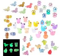 Cosiesnest 150 PCS Mini Luminous Resin Animals Mixed Tiny Animals Mini Ducks Fairy Garden Accessories Little Plastic Animal Glow in the Dark for Garden Micro Landscape Dollhouse Decor
