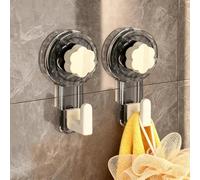 Cosiesnest 2 Pieces Extra Strong Suction Cup Hooks, Heavy Duty No Drilling Hooks with Rotating Knob, Reusable Towel Hooks for Bathroom Kitchen Towels Keys and Christmas Wreaths 5kg Capacity (A)