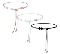 Cosiesnest 3 Pack Women’s Skinny Knotted Waist Belts - Adjustable PU Leather Thin Belts for Dresses Jeans Skirts Cardigans (Black, White, Pink)