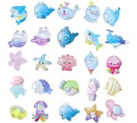 Cosiesnest 50 Pcs Mini Resin Animals Mixed, Luminous Ocean Sea Creatures Set, Resin Figures Small Resin Animals Great for Micro Landscape Potted Garden Aquarium Dollhouse Decor