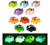Cosiesnest 50Pcs Glow in the Dark Frogs Luminous Mini Resin Frog Figurines, 10 Mixed Colours Tiny Resin Animals for Terrarium Decor, Fairy Garden, Dollhouse & DIY Craft Moss Landscape Plant Accents