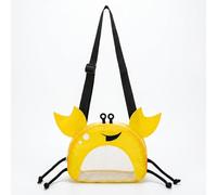 Cosiesnest Crab-Shaped Shell Collecting Bag, Shell Collecting Bag, Multifunctional Beach Bag, Mesh Beach Bag, Breathable Mesh Bucket with Adjustable Strap for Beachcombing, Seaside & Outdoor (Yellow)