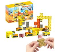 Cosiesnest Magnetic Engineering Building Blocks Set 50PCS with Excavator, Construction Vehicles & Worker Figures - STEM Educational Construction Toys Gift for Kids Aged 3+ Years Old