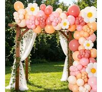 Cosiesnest Pastel Balloon Arch Kit, 148pcs Flower Party Decorations with Daisy Foil Balloons, Multicoloured Rainbow Balloons for Birthday, Baby Shower, Wedding, Anniversary, Gender Reveal