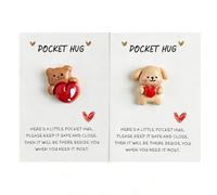 Cosiesnest Pocket Hug Gift Set, 2Pcs Mini Bear and Puppy with Encouragement Cards, Cute Pocket Keepsake Ornament Heartfelt Keepsake Token for Friends, Lovers, Birthday