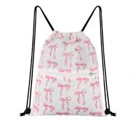 Cosiesnest Waterproof Pink Bow Drawstring Bag, Large Capacity Gym & Swim Bag for Women Girls, Cute Coquette Sports Backpack for School Swimming, PE, Travel, Fitness, Hiking, Picnic and Pool (A)