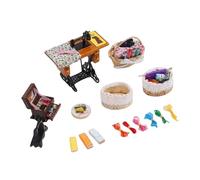 Cosiki 1:12 Miniature Sewing House Scene Model, Vintage Dollhouse Accessories, Collectors Display Model for Miniature Room Displays