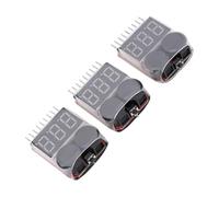 Cosiki 3PCS RC Lipo Battery Checker Module Adjustable Voltage Detector with Low Voltage Alarm for 1-8S Li Ion Battery Electronic Components