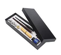 Cosiki Calligraphy Tool Set Elegant Wood Handle Pen Holder with Different Shapes Nibs, Ideal for Writing English Calligraphy, Sealing Envelopes, Invitations, Hand Accounts, Includes 2 Pens 5 Nibs
