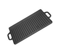 Cosiki Cast Iron Non-Stick Grill Pan Ridged and Smooth Dual-Sided Baking Tray for Cooking Gas Stove Induction BBQ Outdoor Camping, 19.9x9.3x0.6in