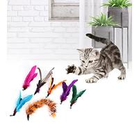 Cosiki Cat Feather Toy, Cat Toy Feather Rod Stick Replacement Head Supplies 7Pcs Pet Teaser Dangler For Indoor For All Breeds and Species
