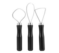 Cosiki Clay, Clay Tools with Steel Flat Wire 3 Pcs/Set Wood Pottery Air Dry Sculpture Big Loop Tool