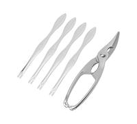 Cosiki Crab Cracker, Stainless Steel Lobster Seafood Cracker Tool with 4 Dual Ended Forks, Ideal for Cracking Shells & Extracting Meat At Home Party