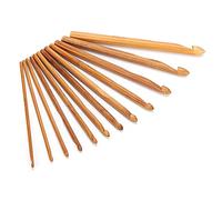 Cosiki Crochet Hooks, Bamboo Crochet Hooks Sweater Knitting Supplies 12Pcs Cylindrical Carbonized Bamboo Needles Kit Set for Beginners Crocheters