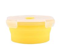 Cosiki Different Gift Silicone Food Storage Containers - 500ml Round Silicone Box Collapsible Lunch Box Microwave Food Container(Yellow)