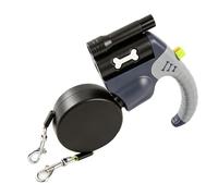 Cosiki Double Retractable Dog Leash for 2 Pets 10ft Long Dual Head LED Light Leash with One Hand Brake Lock Anti Break Nylon Rope for Walking Small Large Dogs At Night (Grey)