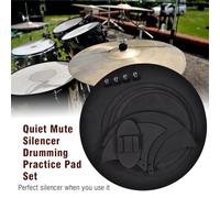 Cosiki Drum Practice Pad Mute Silencer Set Thick Foam Black for Quiet Drumming Practice Fits Bass Drums Cymbals Neighbors