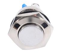 Cosiki Durable Shockproof 16mm Car Metal Push Button Switch Self Return Round Button Switch for Electromagnetic Circuit Control, High Round Head, 1NO Silver