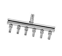 Cosiki Durable Stainless Steel Aquarium Air Splitter with Control Valve, Smooth Surface, Easy Operation for Aquarium and Aquaculture Enthusiasts (8 to 4mm six-hole splitter head)