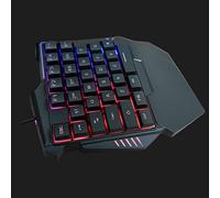 Cosiki Ergonomic One Handed Gaming Keyboard Silent Keys Colorful Backlight for Night Gaming ABS Material