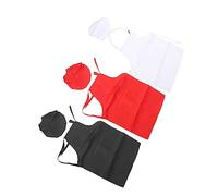 Cosiki Kids Apron Chef Hat Set Fashionable Comfortable Polyester Cooking Costume for Parties and School Activities Red Black White