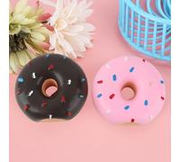 Cosiki Latex Pet Doughnut Shape Teeth Cleaning Protection Toy for Dogs, Sounding Interactive Chewing Toy for Home Alone Time, 2PCS Brown Pink Latex Dog