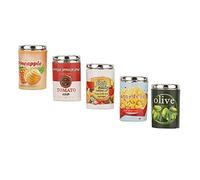 Cosiki Miniature Fruit Can Models Resistant to Breakage for Dollhouse Decoration, 5Pcs Mini Drinks Decoration for Mini Kitchen, Suitable for 7-14 Years Old (Simulated food 5 cans of fruit cans)