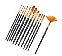 Cosiki Paint Brushes, Paint Brush with 12Pcs Nylon and Wooden Pole Acrylic Brushes for Art Craft Painting