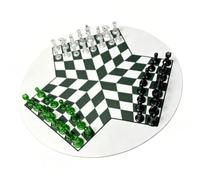 Cosiki Portable Chess Set for Multiplayer Fun Classic Strategy Game Educational Toy 35cm with 49mm Pieces (Green White Grid (Transparent Black Green Pieces))