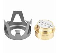 Cosiki Portable Mini Alcohol Fuel Burner for Camping Outdoor Hiking, Lightweight Copper Stove with Stand for Convenient Use (Grey)