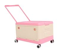 Cosiki Rolling Toy Storage Bin with Lid and Wheels for Children Toy Organization Durable PP Material 42x29x28cm (Pink)