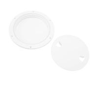 Cosiki Round Deck Plate, 2 Pcs Boat with Detachable Cover & Pre Drilled Holes, Water Tight Sealing Ring for Marine Boat Yacht RV Outdoor Facilities (White)