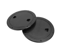 Cosiki Round Deck Plate, 2 Pcs Boat with Detachable Cover & Pre Drilled Holes, Water Tight Sealing Ring for Marine Boat Yacht RV Outdoor Facilities (Black)