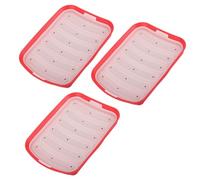 Cosiki Sausage Making Silicone Mold Pack of 3 Convenient Baking Tools for Hot Dogs and Ham, BPA Free for Family Christmas Party Red 5.1x7.3x1.3in (Red)