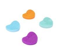 Cosiki Silicone Dual Texture Makeup Brush Cleaning Pad Gentle Portable Heart Shaped Brush Cleaner Mat for Home and Travel 4 Pieces Set (4pcs)