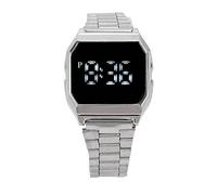 Cosiki Touch Screen LED Watch with Stainless Steel Strap for Student Folding Clasp Digital Sports Watch Alarm Timing Night Light Function for Daily Use (Black)