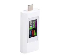 Cosiki USB C Tester, 0 to 6.5A 0 to 195W Voltage Current Power Capacity Tester with Color Screen & Data Storage, Ideal for Type C 3C Digital Products (White)