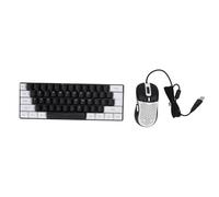 Cosiki Wired Mouse And Keyboard Combo, Pc Keyboard And Mouse Multi Color LED Backlit Wired Gaming 61 Key RGB Illuminated with Backlit And for (Black Center White Frame)