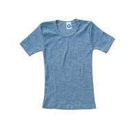 Cosilana, Children's Undershirt Short Sleeve, 45% Organic Cotton, 35% Organic Wool, 20% Silk, Marine mottled, 140