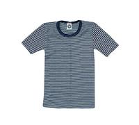 Cosilana Children's Vest T-Shirt 70% Wool and 30% Silk, Ringed Navy/Natural, 12 Years