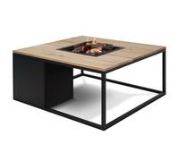 CosiLoft 100 Lounge Table Fire Pit with Black Frame and a Teak Top