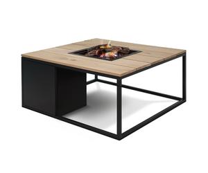 CosiLoft 100 Lounge Table Fire Pit with Black Frame and a Teak Top
